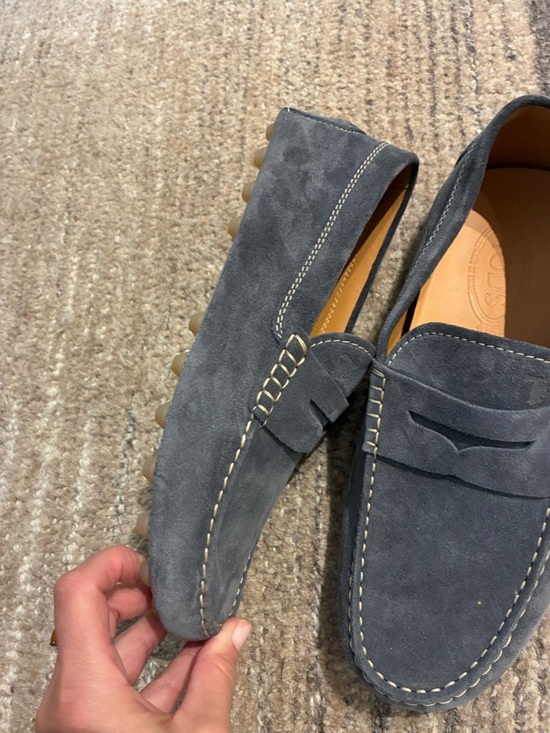 Tod\'s Gommino Suede Driving Shoes in Slate Blue Size 7.5